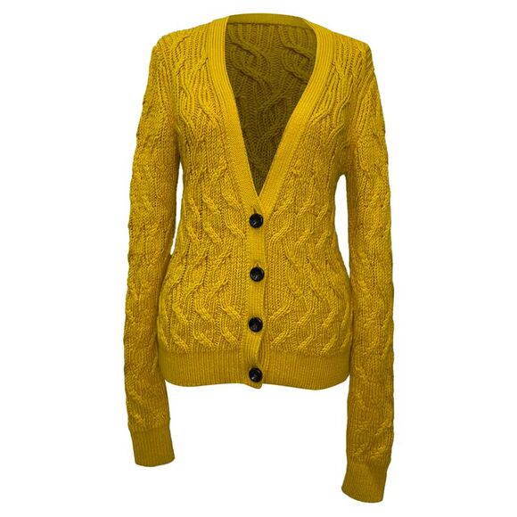 Emilia Wickstead Sweaters - Emilia Wickstead Buttoned Cardigan in Yellow Silk